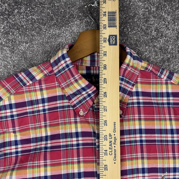 Polo Ralph Lauren Button Down Shirt Men's Large Pink Plaid Flesh Pony Preppy - Picture 7 of 8